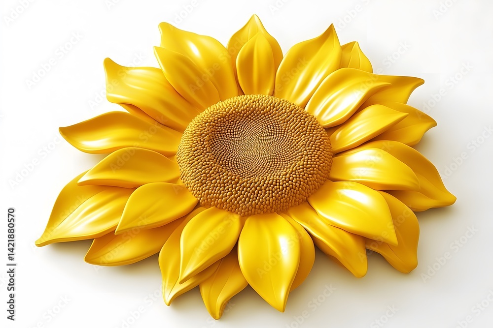 Bright Sunflower Frame in 3D Isolated on White Bright Sunflower Frame in 3D Isolated on White