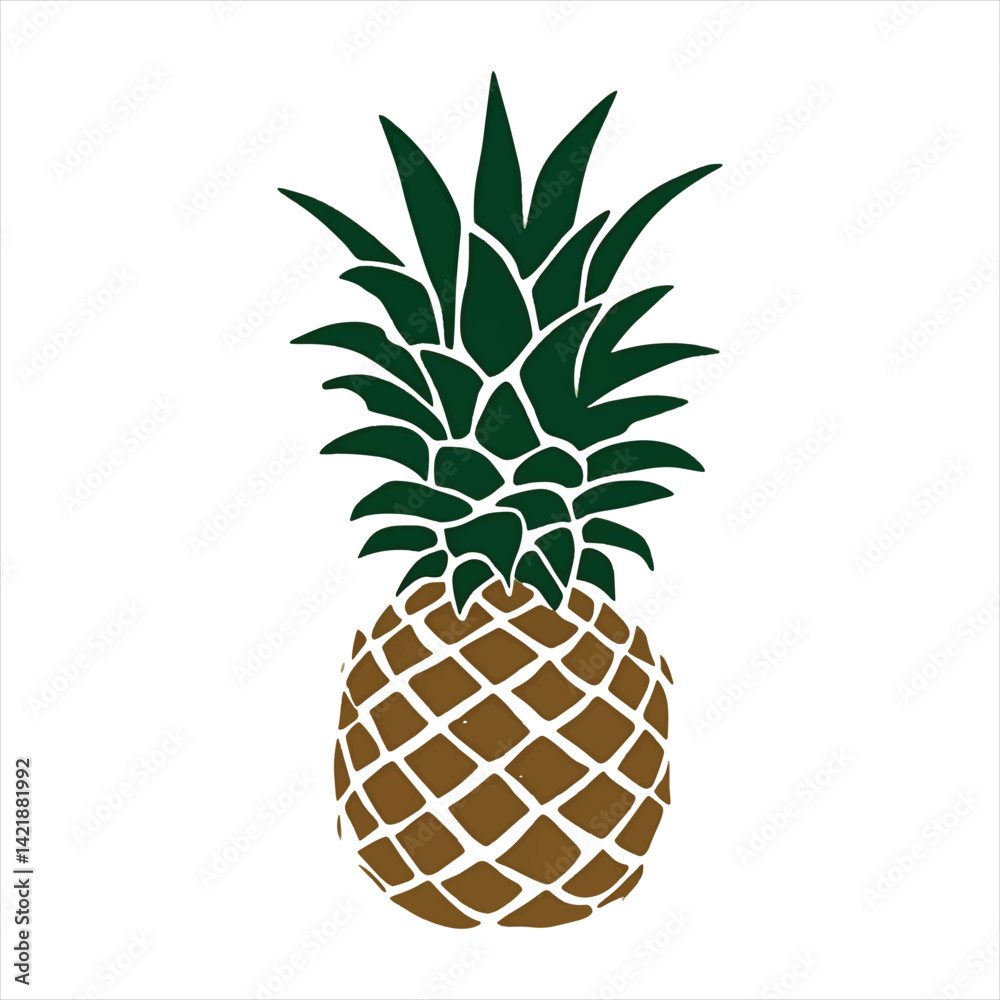 Obraz premium Pineapple Silhouette Icon | Tropical Summer Fruit Vector Illustration