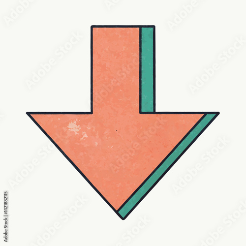 Stylish Downward Arrow in Orange and Green Design

