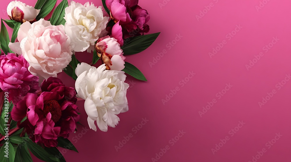Elegant peony bouquet on a pink background — perfect for spring vibes and romantic designs Elegant peony bouquet on a pink background — perfect for spring vibes and romantic designs