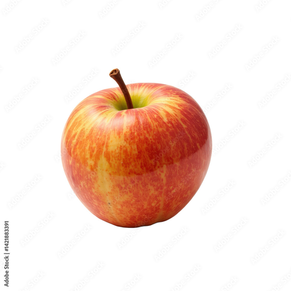 A fresh, vibrant red and yellow apple with a small stem, perfect for any fruit collection or display. A fresh, vibrant red and yellow apple with a small stem, perfect for any fruit collection or display.