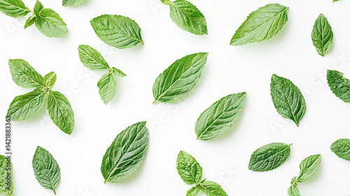 Fresh patchouli leaves a on white background.