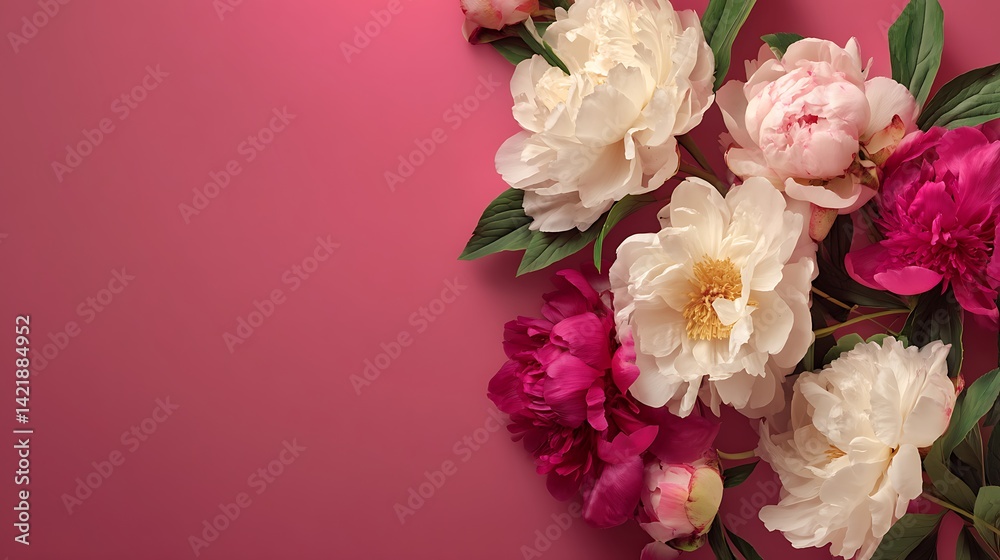 Elegant peony bouquet on a pink background — perfect for spring vibes and romantic designs Elegant peony bouquet on a pink background — perfect for spring vibes and romantic designs