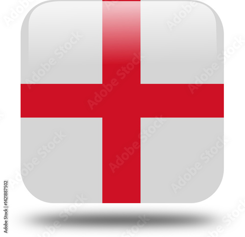 square 3d look flag of england