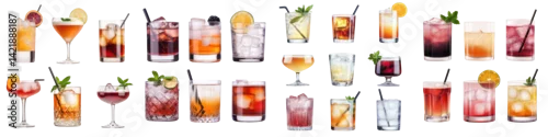 Panel kuchenny z motywem A variety of colorful, stylish cocktail drinks in different glasses.