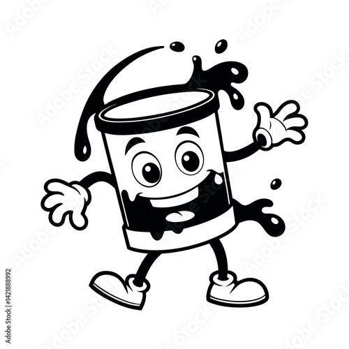 Cheerful Cartoon Drink Cup Character Waving