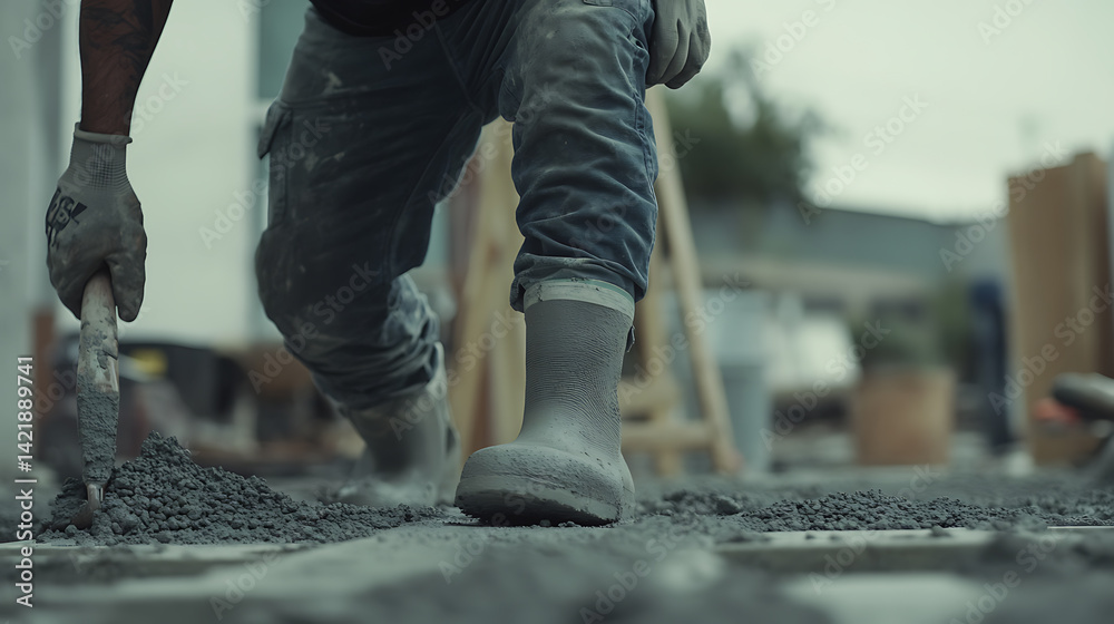 Construction Worker Smoothing Concrete Construction Worker Smoothing Concrete