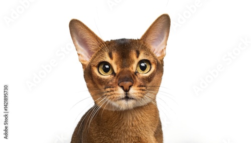 Captivating Abyssinian Cat Portrait with Striking Eyes and Sleek Coat