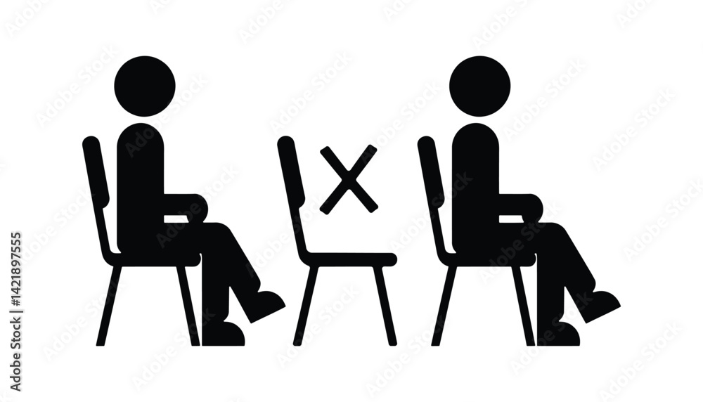 Social Distancing Seating Icon for Public Safety Vector Illustration Social Distancing Seating Icon for Public Safety Vector Illustration