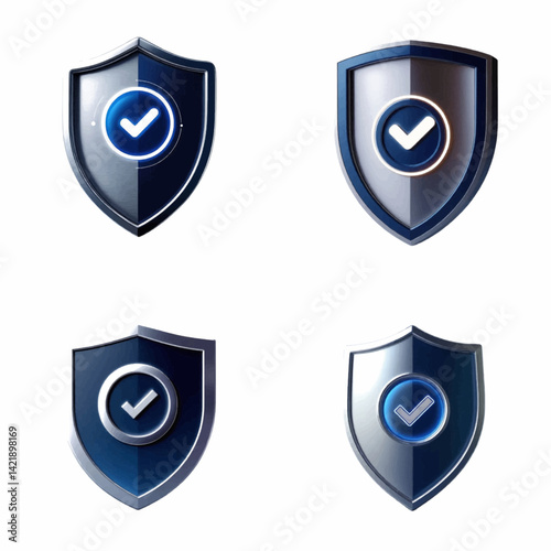 Glossy Metallic Shield Icons with Gradient Check Marks. Free Download Glossy Metallic Shield Icons with Gradient Check Marks. - GFXLoad