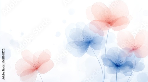 Dreamy abstract floral background with soft blue and pink flowers for spring
