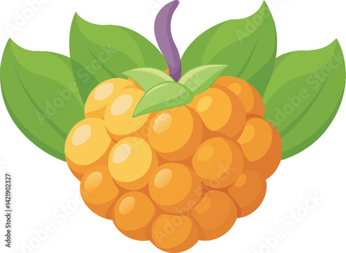 A vibrant vector art illustration of a delicious cloudberry, showcasing rich colors and juicy texture, perfect for culinary or botanical designs.