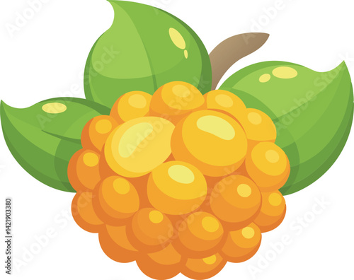 A vibrant vector art illustration of a delicious cloudberry, showcasing rich colors and juicy texture, perfect for culinary or botanical designs.