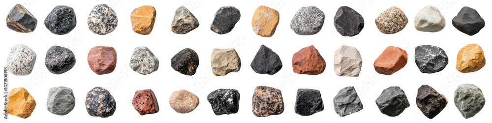 A collection of rocks isolated on a white background A collection of rocks isolated on a white background