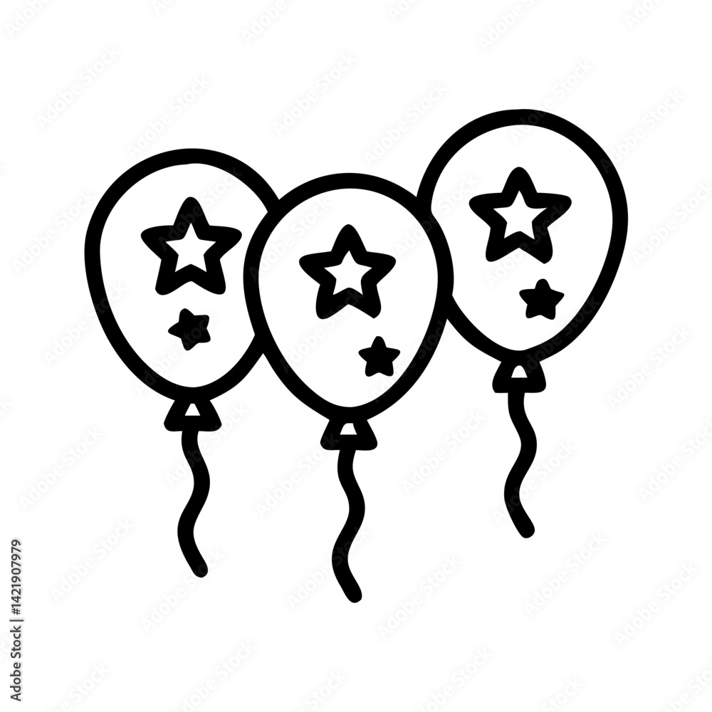 Fototapeta premium Balloons with Stars Icon Representing Festive Celebration