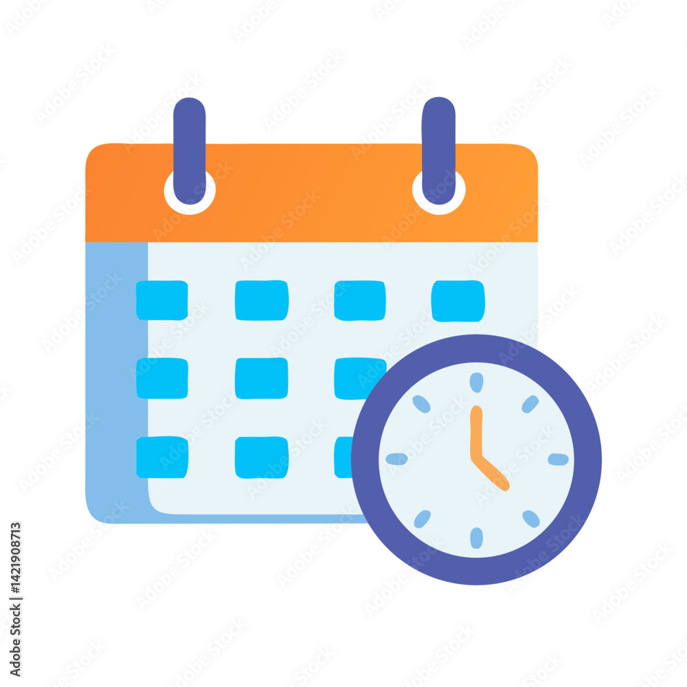 Calendar with Clock Icon Representing Scheduled Event Calendar with Clock Icon Representing Scheduled Event