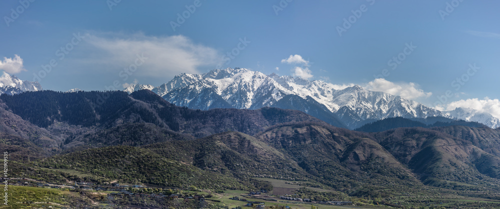 panorama of the mountains in autumn