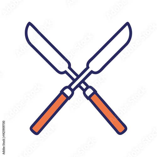 Crossed Pruning Tools Icon Representing Garden Maintenance and Plant Trimming