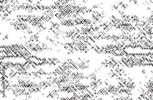 Black Spray Halftone Texture on White Background with Grunge Dust and Noise Effect