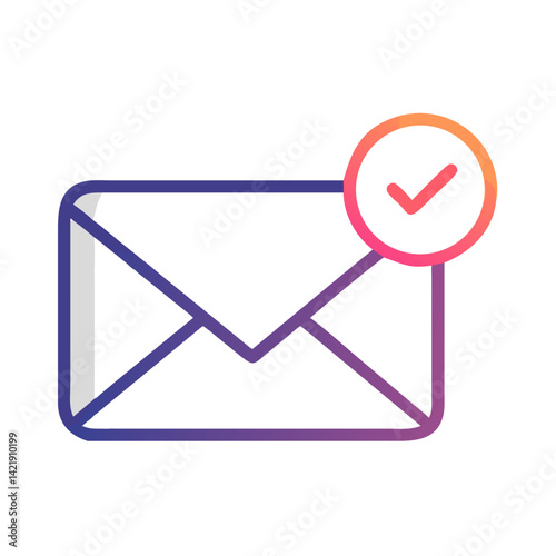 Envelope with Checkmark Icon Representing Verified Mail and Approved Communication