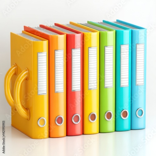 Colorful Binders on White Background