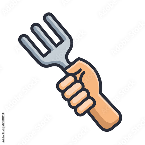 Hand Fork Icon Representing Soil Cultivating and Garden Tool