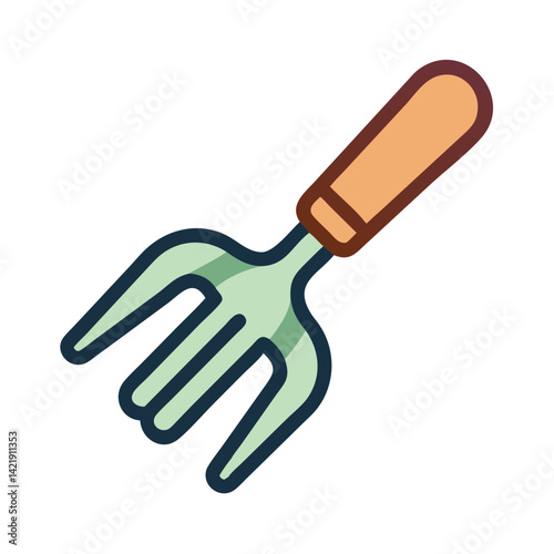 Hand Fork Icon Representing Soil Cultivating and Garden Tool