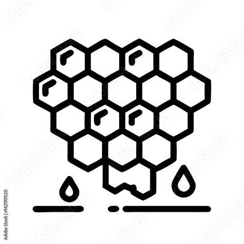Honeycomb Structure Icon Representing Beekeeping and Natural Hive Pattern