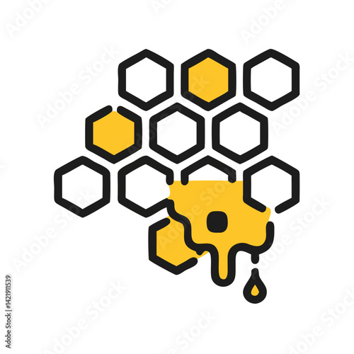 Honeycomb Structure Icon Representing Beekeeping and Natural Hive Pattern