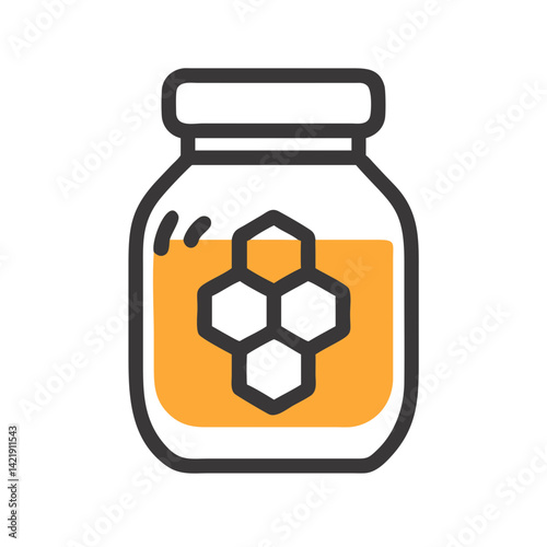 Honey Jar Icon Representing Beekeeping and Organic Natural Sweetener