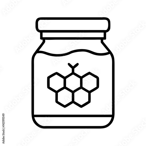 Honey Jar Icon Representing Beekeeping and Organic Natural Sweetener