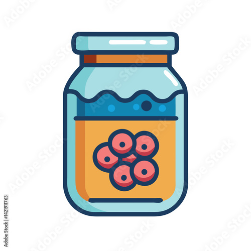 Jar with Preserves Icon Representing Homemade Canning and Food Storage