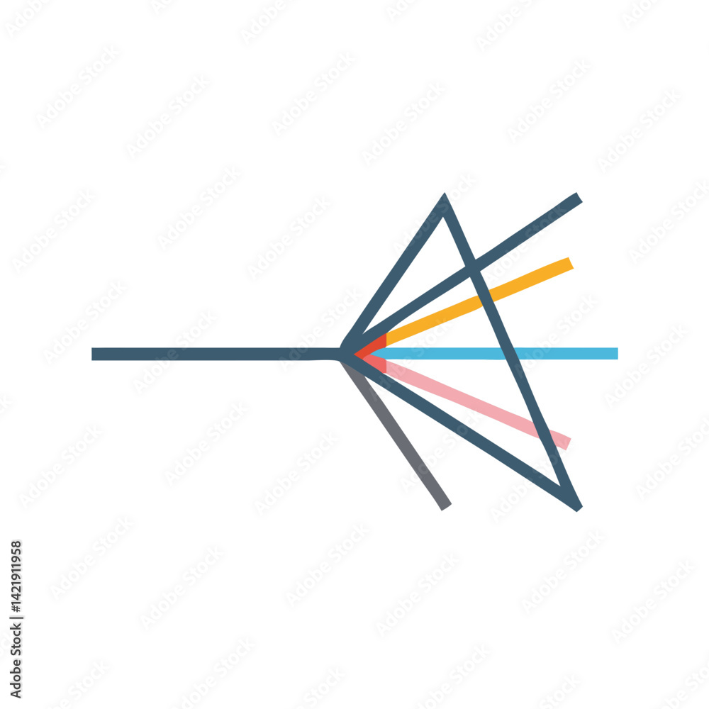 Light Refraction Icon Representing Optical Refraction and Bending of Light Light Refraction Icon Representing Optical Refraction and Bending of Light