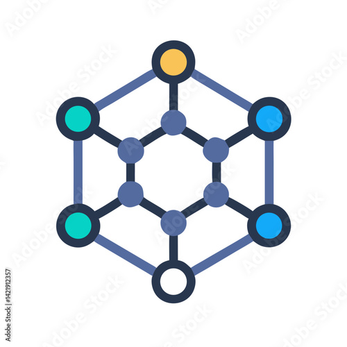 Molecule Model Icon Representing Molecular Structure and Chemical Bonding