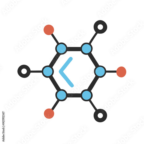 Molecule Model Icon Representing Molecular Structure and Chemical Bonding