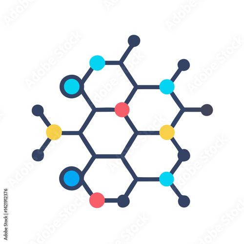 Molecule Model Icon Representing Molecular Structure and Chemical Bonding