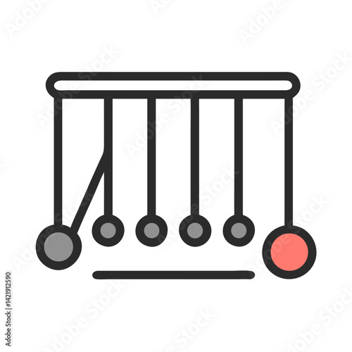 Newton's Cradle Icon Representing Conservation of Momentum and Energy