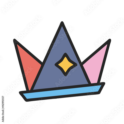 Paper Crown Icon Representing Party Costume and Festive Headwear