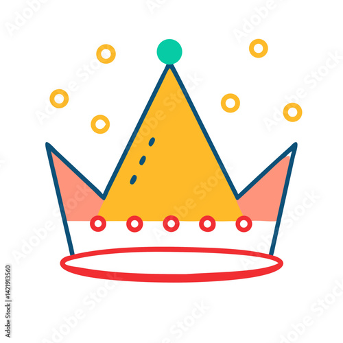 Paper Crown Icon Representing Party Costume and Festive Headwear