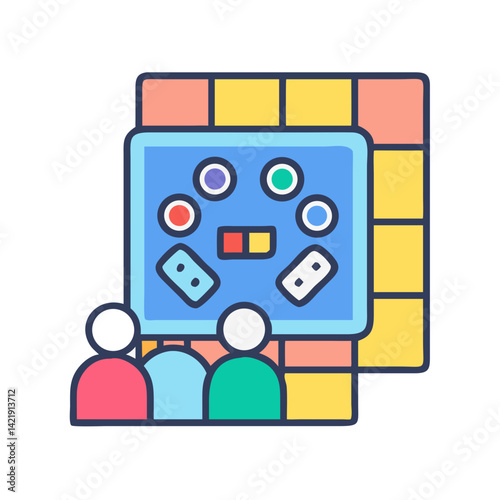 Party Game Board Icon Representing Group Entertainment and Fun Activity