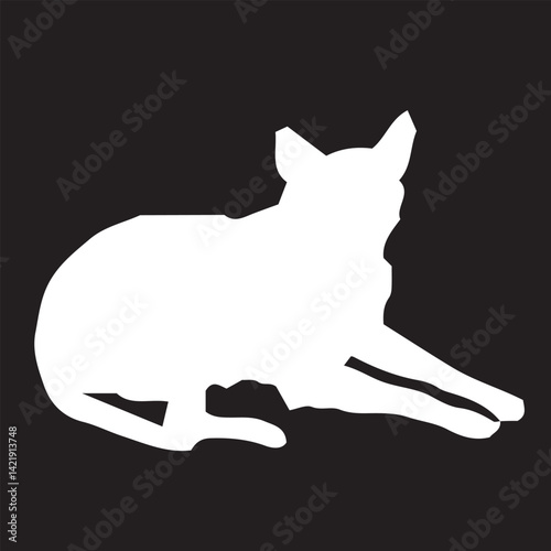 Cute Lovely Single Dog sitting Vector Art Black White in Illustration Outline Art