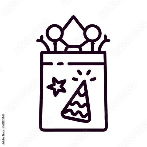Party Gift Bag Icon Representing Celebration and Festive Present Giving