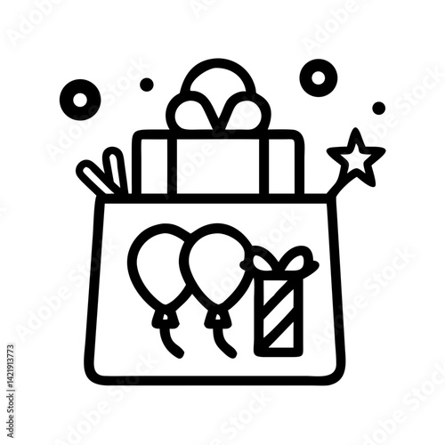 Party Gift Bag Icon Representing Celebration and Festive Present Giving