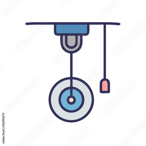 Pulley System Icon Representing Mechanical Advantage and Load Lifting