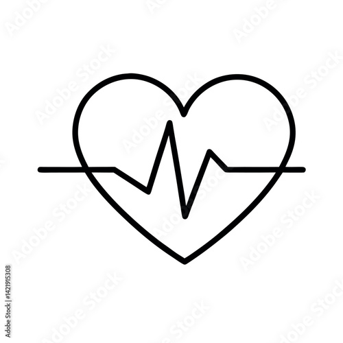 Red heart icon with heartbeat graphic for medical use.