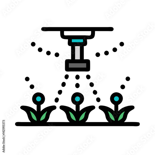 Sprinkler Head Icon Representing Irrigation System and Water Distribution for Landscaping