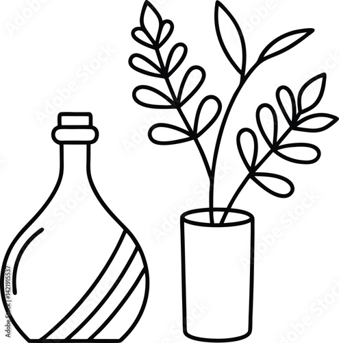 one-continuous-line-drawing-of-leaves-plant-in-vas