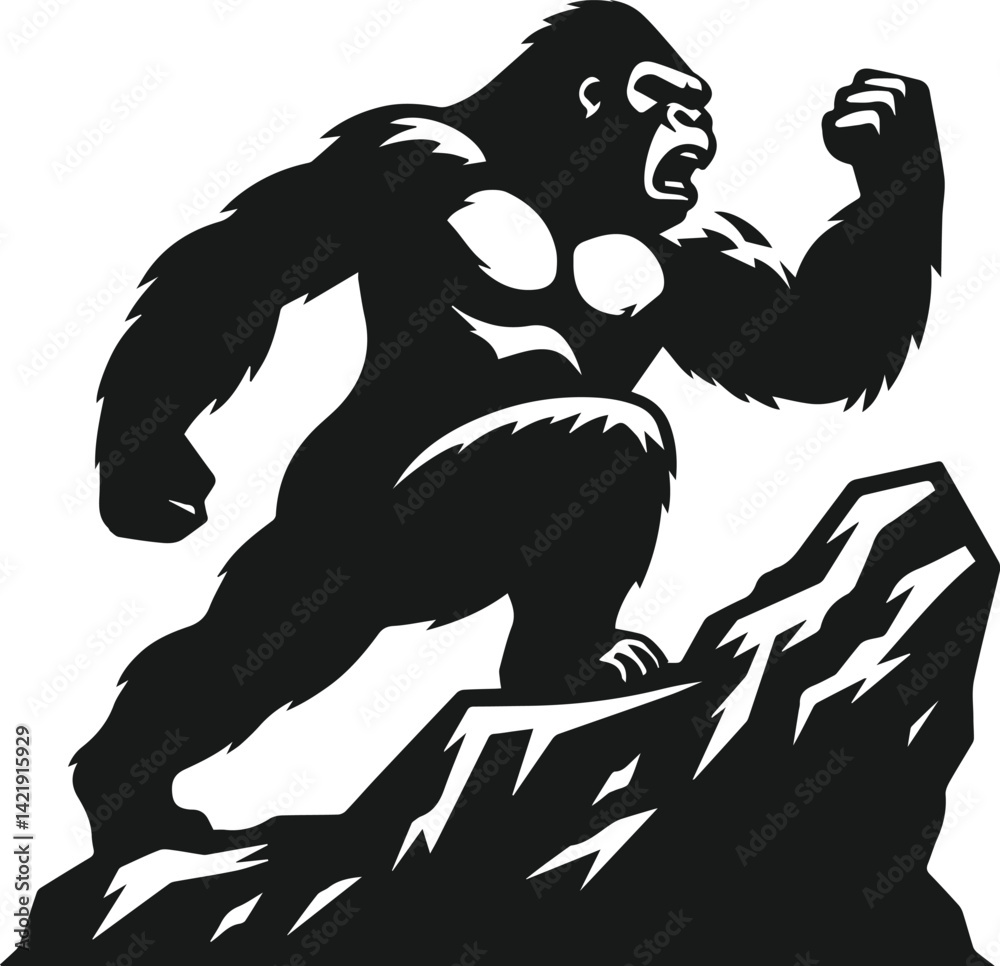 Angry gorilla vector silhouette Angry gorilla vector silhouette