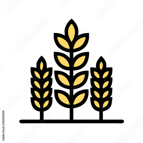 Wheat Plant Icon Representing Grain Crop and Agricultural Food Production