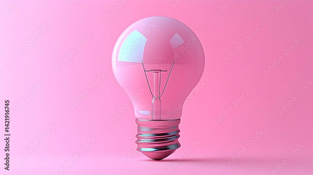 Fototapeta premium Pink Lightbulb on Pink Background